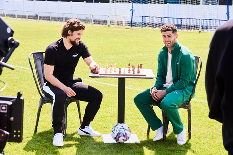 Global Sports company PUMA brought together five-time World Chess Champion Magnus Carlsen and professional football player Christian Pulisic, as the two sport icons met on a football pitch to have a conversation about the differences and similarities between chess and football.
