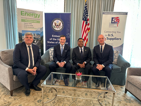 (From left) Petr Brzezina, President, Westinghouse Czech Republic and Slovakia; Elias Gedeon, SVP, Westinghouse; U.S. Ambassador to Slovakia Gautam Rana; Pavol Štuller, Chairman of the Board and CEO of JAVYS, a.s. (Photo: Business Wire)