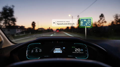 Using only cameras, Mobileye technology can detect a wide array of traffic signs to support Intelligent Speed Assist systems. (Photo: Mobileye)