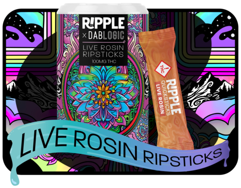 Ripple, pioneer of clinically proven, fast-acting, water-soluble THC products, has released its third offering in a series of small batch, live rosin collaborations. This latest drop is the result of a partnership with renowned cannabis extractor, DabLogic, and master artist, Ellie Paisley. (Graphic: Business Wire)