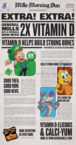 General Mills brings BIG news to the breakfast table this summer, doubling Vitamin D in Big G Cereals. (Graphic: Business Wire)