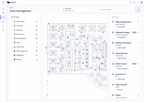 Digital floorplan capabilities within Eptura Asset allow users to quickly locate and track assets and equipment for convenient inventory management and maintenance planning. (Graphic: Business Wire)