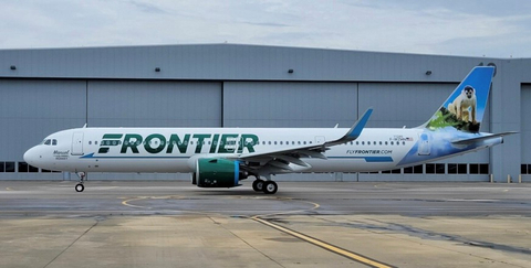 Airbus A321neo leased by Aviation Capital Group to Frontier Airlines features “Manuel the Squirrel Monkey.” (Photo: Business Wire)