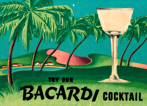 20世纪30年代BACARDÍ朗姆酒的盛大广告。BACARDÍ鸡尾酒。图片由The Bacardi Archives提供