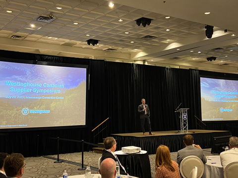 Eddie Saab, President for Westinghouse Canada, kicks off the Canadian Supplier Symposium with more than 130 attendees. The day-long event provided a forum to engage with current and potential suppliers for Westinghouse’s global new build projects. (Photo: Business Wire)