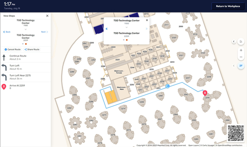 thumbnail Archibus by Eptura now offers intuitive indoor navigation through the new Mapsted integration, making it easy for employees and visitors to find desks, rooms, and other points of interest. (Graphic: Business Wire)