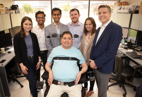 Clinical trial participant, Keith Thomas, poses with the Feinstein Institutes research team, including Prof. Chad Bouton (right) who is principal investigator of the trial. (Credit: Feinstein Institutes)