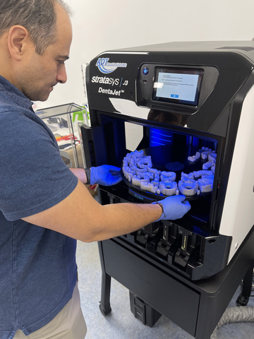 The J3 DentaJet 3D printer allows dental labs like ADT to reduce project time from days to a single day and reduce unnecessary overtime. (Photo: Business Wire)