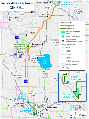 Proposed route for the Northland Reliability Project subject to regulatory approval. (Photo: Business Wire)