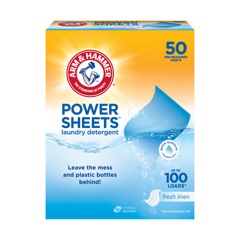 ARM & HAMMER’s new liquidless laundry detergent, Power Sheets. Now available on Amazon in the U.S. (Photo: Business Wire)