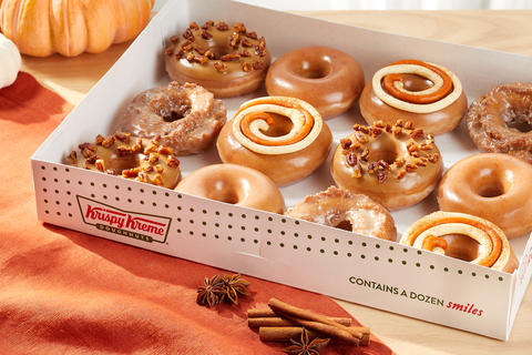 For a limited time at participating shops, pumpkin spice fans will "fall" the hardest for four different doughnut tastes of their favorite spice. (Photo: Business Wire)