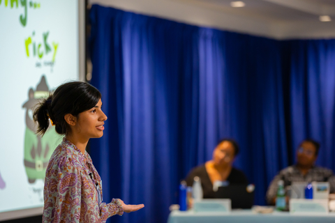 Kairi Cheverie presents her project at the Innovation Challenge finals in Reston, Va. (Photo: Business Wire)