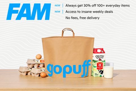 Gopuff launched a major new benefit for its FAM membership program to maximize members’ savings. (Photo: Business Wire)