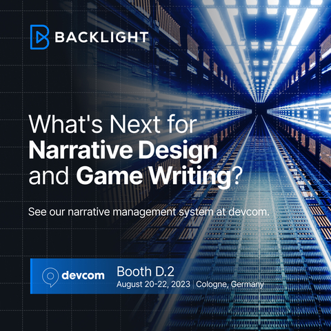 Backlight, the makers of Backlight Gem, the powerful narrative management solution that empowers game developers and narrative designers to write, visualize, collaborate on, and manage complex narratives at any scale, will headline a session at the annual devcom Developer Conference in Cologne, Germany. (Graphic: Business Wire)