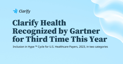 Clarify Health has been included in the Gartner Hype Cycle for U.S. Healthcare Payers, 2023 in both the Price Transparency Analytics and Next-generation Value-based Payment categories. (Graphic: Clarify Health)