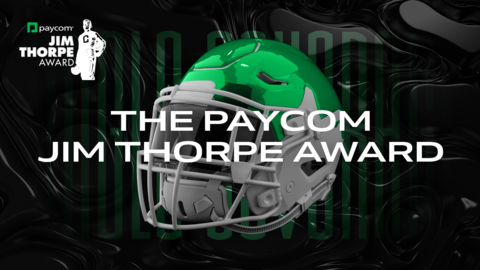 Oklahoma Sports Hall of Fame (OSHOF) and Jim Thorpe Association released the prestigious Paycom Jim Thorpe Award Preseason Watch List. (Graphic: Business Wire)