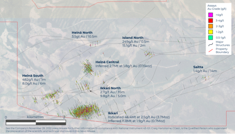 original Figure 1. Overview of relative locations of Ikkari and Ikkari North (plan view) (Photo: Business Wire)
