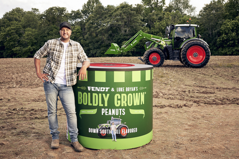 Fendt and Luke Bryan are teaming up again this year to support the future of farming! Fendt & Luke Bryan’s Boldly Grown Peanuts will be available on BoldlyGrownGoods.com at 12 p.m. Eastern, Thursday, August 31. Once supplies are sold, Fendt will donate $50,000 to the National Future Farmers of America (FFA) Organization. (Photo: Business Wire)