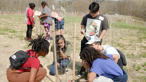 original PPG funding will support programming similar to NEEF’s Greening STEM project in the Cuyahoga Valley National Park. The program engaged middle school students in native tree planting and scientific research and monitoring. (Photo: NEEF)