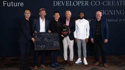 thumbnail FF hosts Developer Co-Creation Night at Pebble Beach during Monterey Car Week where legendary racer Derek Bell, Dustin Bell, and a dynamic celebrity partner Kelvin Sherman join the second group of FF 91 spire users and becomes an FF Developer Co-Creator. (Photo: Business Wire)