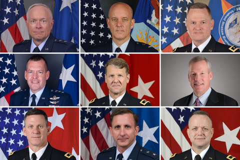 (L-R FROM TOP): Major General Fred Stoss, USAF-Ret. (Editor-in Chief); Major General Michael E. Fortney, USAF-Ret.; Lieutenant General Michael L. Howard, USA-Ret.; Lieutenant General Scott Kindsvater USAF-Ret.; Major General Christopher Paul McPadden, USA-Ret.; Major General Michael S. Repass, USA-Ret.; Lieutenant General Mark C. Schwartz, USA-Ret.; Major General Jeff Taliaferro, USAF-Ret.; Brigadier General Mark A. Towne, USA-Ret. (Photo: Business Wire)