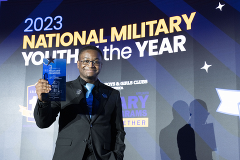 Xavier B. of USAG Fort Campbell CYS Services took home Boys & Girls Clubs of America’s 2023 National Military Youth of the Year title, along with an additional scholarship to support his future plans. (Photo: Business Wire)