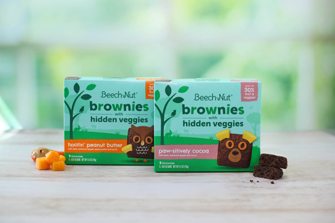 Beech-Nut Brownies with Hidden Veggies comes in two flavor varieties oven-baked and made with raisin, butternut squash, and carrot. Paw-sitively Cocoa and Hootin’ Peanut Butter have 3g and 2g of whole grains per serving, respectively. (Photo: Business Wire)
