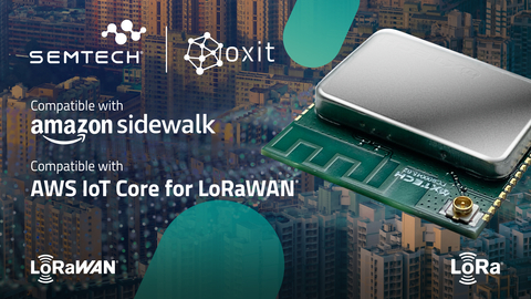 OxTech Multi-Connectivity Module unites AWS IoT Core for LoRaWAN® and AWS IoT Core for Amazon Sidewalk, expanding customers' connectivity choices with multiple LoRa® networks (Graphic: Business Wire)