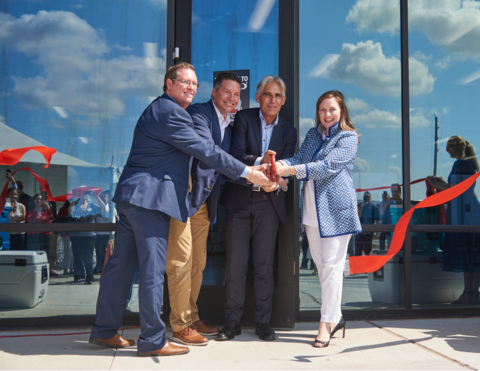 Pictured from Left-to-Right: Brookshire Mayor Pro Tem, Jeremiah Hill; Dometic Mobile Cooling President, Josh Militello; Dometic Group President and CEO, Juan Vargues and Congresswoman Liz Fletcher Partaking in Ribbon Cutting Festivities (Photo: Business Wire)