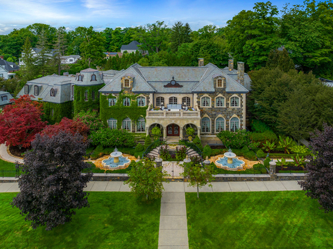 The custom-built property was named Palazzo Riggi by its owners, Michele and Ronald Riggi. The couple spent many years as prominent philanthropists and socialites in Saratoga Springs, with the home serving as a venue for many events and fundraisers. Mr. Riggi passed in 2022. NewYorkLuxuryAuction.com.