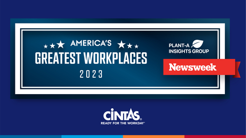 Cintas has been recognized as one of Newsweek's America's Greatest Workplaces 2023. The award honors the company's commitment to fostering a positive workplace experience. (Graphic: Business Wire)