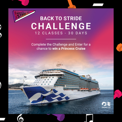 Take 12 classes in 30 days this September at STRIDE Fitness for a chance to win a Princess Cruise. (Photo: Business Wire)