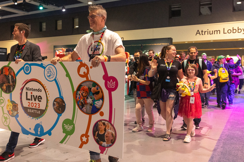 In this photo provided by Nintendo of America, fans of all ages line up for Nintendo Live 2023 at Arch at 705 Pike in the Seattle Convention Center, an all-ages celebration of Nintendo fun. Nintendo Live 2023 runs through Monday, Sep. 4. (Photo: Business Wire)