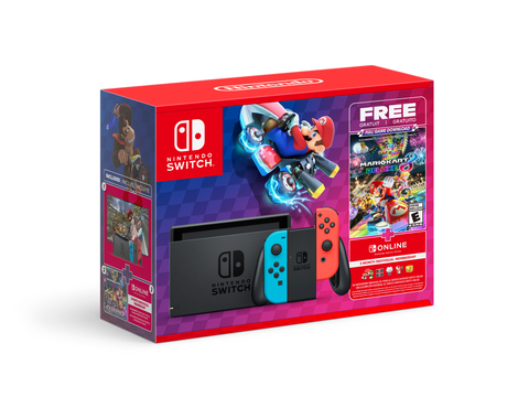 Available Oct. 6, the Nintendo Switch system bundle for Mario Kart 8 Deluxe* offers players everything they need to start their Super Mario adventures, including a digital version of the racing game and a three-month individual membership to Nintendo Switch Online.