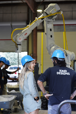 Kind Designs founder Anya Freeman with 3-D printing robot at their headquarters in Miami (Photo: Business Wire)