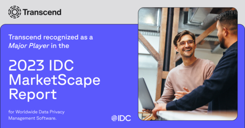 Transcend has been recognized as a Major Player in the IDC MarketScape: Worldwide Data Privacy Compliance Software 2023 Vendor Assessment. (Graphic: Business Wire)