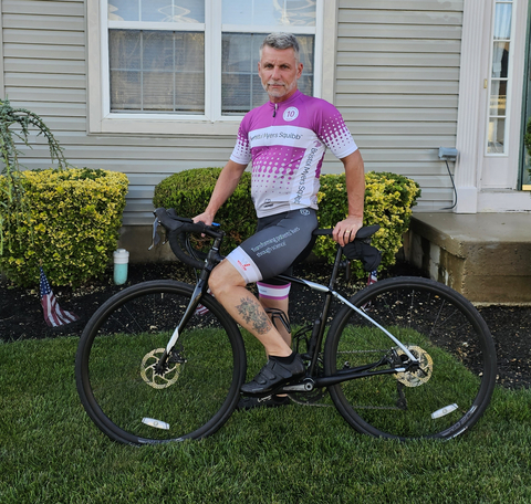 Pediatric cardiac nurse, Chris Haughey, is cycling in Coast 2 Coast 4 Cancer from Boise, ID to Salt Lake City, UT in honor of his wife, Jennie, who was diagnosed with stage 3c colon cancer in 2018 (Photo: Bristol Myers Squibb)