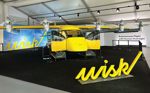 Wisk's 6th Generation autonomous, eVTOL air taxi on display at EAA AirVenture 2023 in Oshkosh, WI. (Photo: Business Wire)