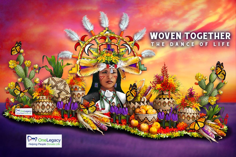 original 2023 Rose Parade® Sweepstake Winners release 2024 OneLegacy Donate Life float color rendering and theme: Woven Together: The Dance of Life (Photo: Business Wire)