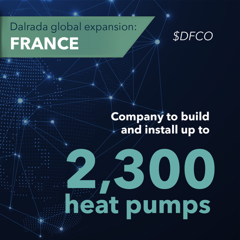 Dalrada to build and install 2,300 heat pumps for JBS Consulting, based in Paris, France. (Graphic: Business Wire)