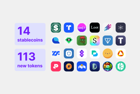 Expanded currency support - 14 stablecoins, 113 new tokens (Graphic: Business Wire)