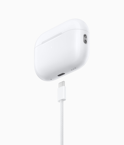 The updated AirPods Pro (2nd generation) introduce USB‑C charging, additional dust resistance, and Lossless Audio with Apple Vision Pro. (Photo: Business Wire)