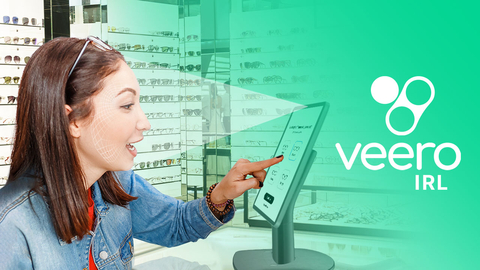 original Veero EyeSize IRL is a new eyewear shopping technology that optimizes frame recommendations and as-worn measures by capturing customers’ precise facial measurements in the store. (Photo: Business Wire)