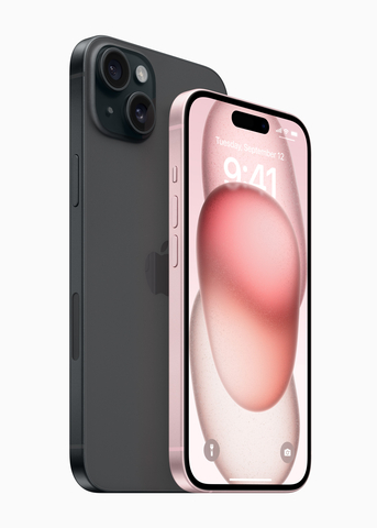 iPhone 15 and iPhone 15 Plus feature a gorgeous new and durable design, the Dynamic Island, a powerful 48MP Main camera, and A16 Bionic. (Photo: Business Wire)