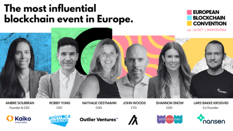 thumbnail From right to left: Ambre Soubiran (Kaiko), Robby Yung (Animoca Brands), Nathalie Oestmann (Outlier Ventures), John Woods (Algorand), Shannon Snow (World of Women), and Lars Bakke Krogvig (Nansen) will take the stage to share their insights of the industry and explore the most promising trends for the following months. (Photo: Business Wire)