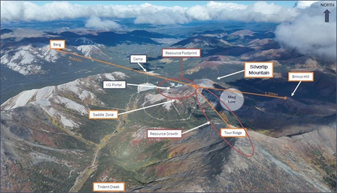 Figure 4: Aerial photo of Silvertip showing key areas for resource growth (Photo: Business Wire)