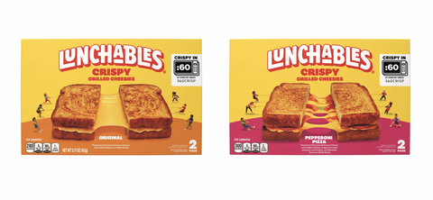 360CRISP™ makes its debut with the launch of LUNCHABLES® Grilled Cheesies, delivering a golden brown, pan-like crisp outside and melty cheese inside in just 60 seconds. (Photo: Business Wire)