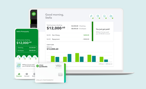 QuickBooks Money, a New Subscription-Free Payments and Banking Solution for Small Businesses (Graphic: Business Wire)