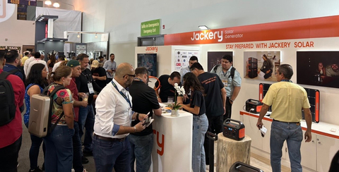 Attendees exploring the Jackery booth during the Expo Nacional Ferretera. (Photo: Business Wire)