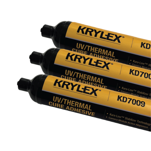 KRYLEX KURA-LOW adhesive technology available in formulations like KD7009. These adhesive formulations provide dual UV/thermal cure at lower temperatures and are room-temperature stable. (Photo: Business Wire)